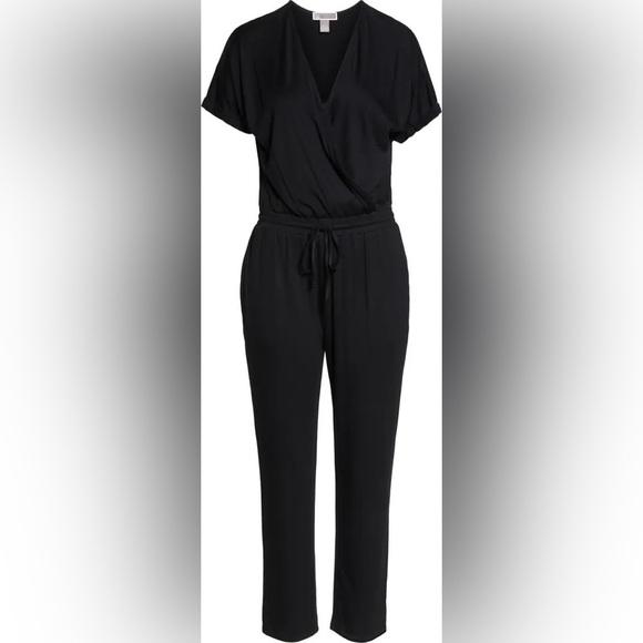 Chelsea 28 Jersey Knit Soft Jumpsuits Lounge Faux Wrap Classic Modern Minimalist - Picture 6 of 10